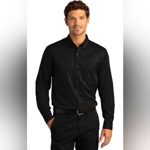 Men's long sleeve black button down
